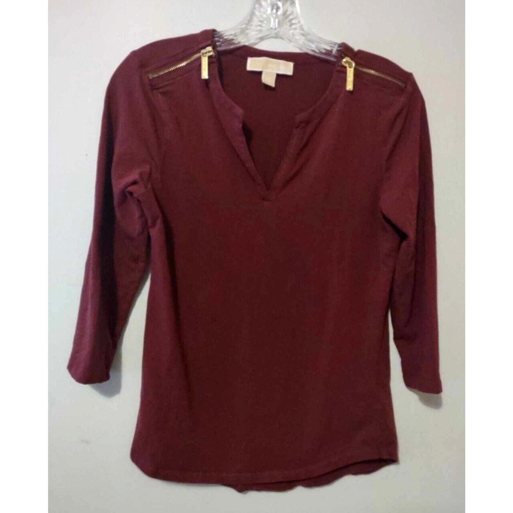 Michael Kors Maroon 3/4 Sleeve Zippers Size XS